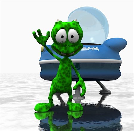 funny aliens - 3d render of a curious little cartoon alien Stock Photo - Budget Royalty-Free & Subscription, Code: 400-05168478