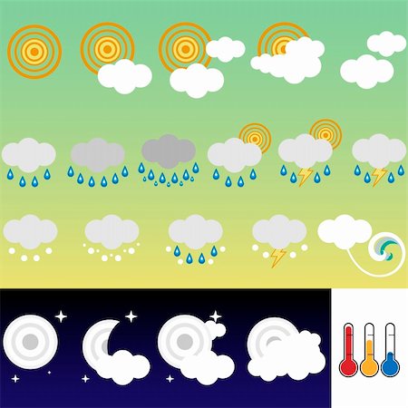 simsearch:400-08506268,k - Set of 21 weather icons retro style Stock Photo - Budget Royalty-Free & Subscription, Code: 400-05168759