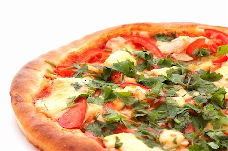 Tasty Italian pizza on white Stock Photo - Budget Royalty-Free & Subscription, Code: 400-05168920