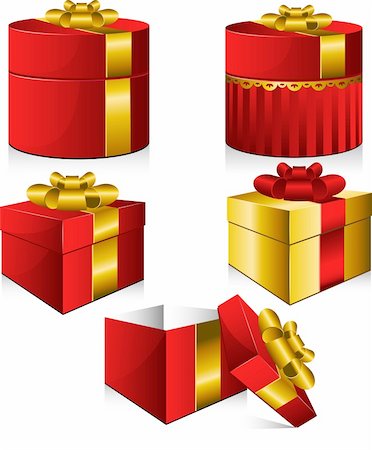 simsearch:400-06080917,k - Set of five vector gift boxes. Isolated on white. EPS 8, AI, JPEG Stock Photo - Budget Royalty-Free & Subscription, Code: 400-05169110