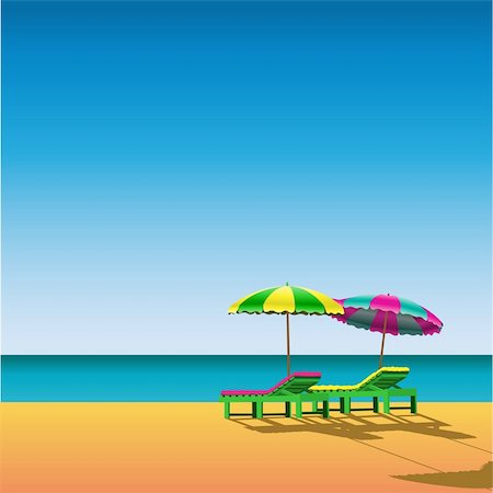 simsearch:400-04893796,k - Two Sunloungers and Parasols on a Beach Foto de stock - Super Valor sin royalties y Suscripción, Código: 400-05169234