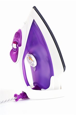 simsearch:400-08427564,k - purple smoothing iron for home work isolated on white Photographie de stock - Aubaine LD & Abonnement, Code: 400-05160007