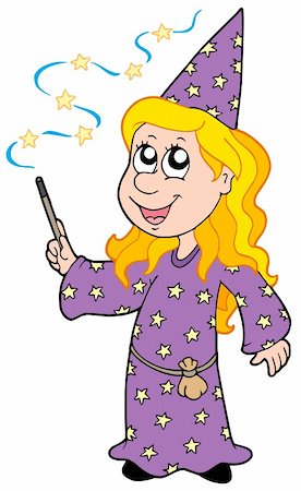 simsearch:400-04267915,k - Little wizard girl - vector illustration. Stock Photo - Budget Royalty-Free & Subscription, Code: 400-05160137