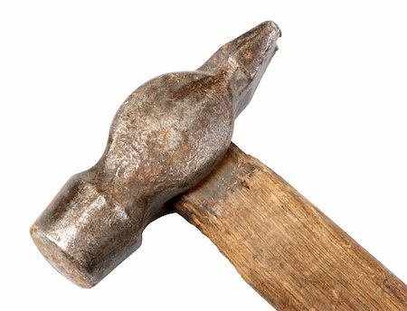 Hammer. Old and dirty condition. Close-up. Isolated on white. Stock Photo - Budget Royalty-Free & Subscription, Code: 400-05160143