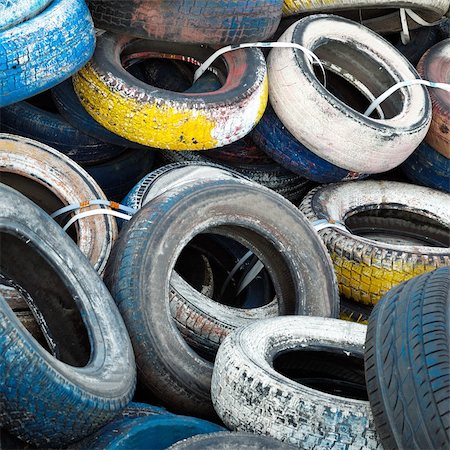 pile tires - pile of old colored tires Stock Photo - Budget Royalty-Free & Subscription, Code: 400-05160508