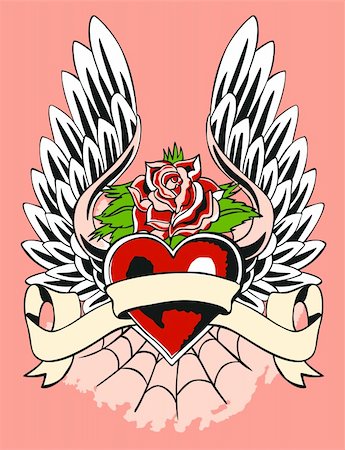 fancy crowns imaged - Classic Heart With Wing Tattoo Stock Photo - Budget Royalty-Free & Subscription, Code: 400-05160807