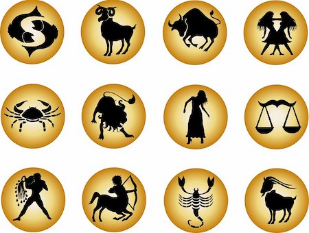 a illustration of a set of zodiac buttons Stockbilder - Microstock & Abonnement, Bildnummer: 400-05160914