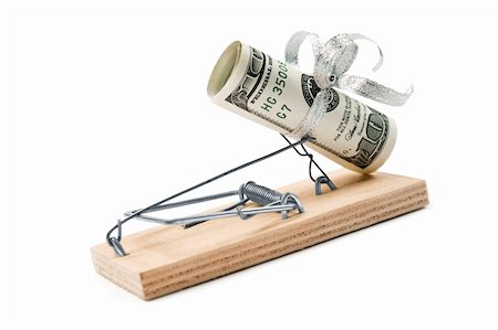 simsearch:630-06724430,k - Mousetrap With A Dollars as Bait is isolated over a white background Stock Photo - Budget Royalty-Free & Subscription, Code: 400-05161254