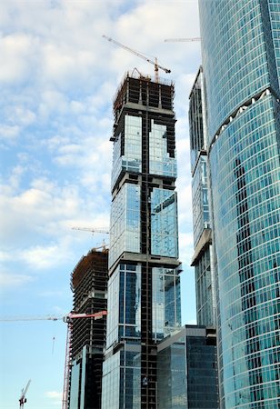 simsearch:400-05161359,k - Construction of skyscrapers from glass, a steel and concrete of a complex of the international business centre Moscow-city, Moscow, Russia Foto de stock - Super Valor sin royalties y Suscripción, Código: 400-05161355