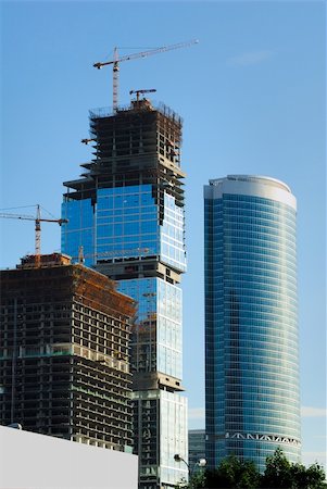 simsearch:400-04573514,k - Construction of skyscrapers from glass, a steel and concrete of a complex of the international business centre Moscow-city, Moscow, Russia Foto de stock - Royalty-Free Super Valor e Assinatura, Número: 400-05161350