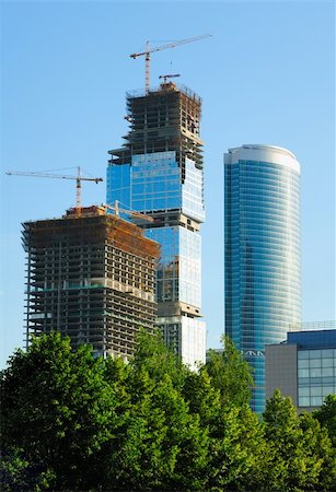 simsearch:400-04573514,k - Construction of skyscrapers from glass, a steel and concrete of a complex of the international business centre Moscow-city, Moscow, Russia Foto de stock - Royalty-Free Super Valor e Assinatura, Número: 400-05161351