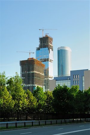 simsearch:400-05713038,k - Construction of skyscrapers from glass, a steel and concrete of a complex of the international business centre Moscow-city, Moscow, Russia Stock Photo - Budget Royalty-Free & Subscription, Code: 400-05161353