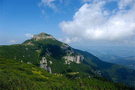 Toaca peak, the santinel and "jgheabul cu hotar" in Ceahlau mountains, Romania Stock Photo - Budget Royalty-Free & Subscription, Code: 400-05161453