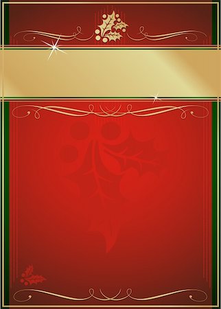 Exotic Red and Green Holly and Flourish Adorned Christmas Card or Tag. Stock Photo - Budget Royalty-Free & Subscription, Code: 400-05161635