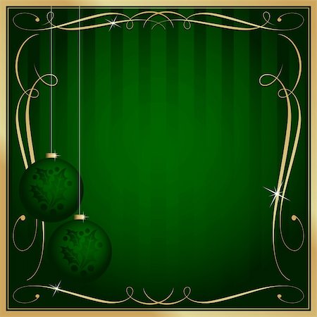 Ornate Green Christmas Card or Tag with Ornament and Copy Room. Stock Photo - Budget Royalty-Free & Subscription, Code: 400-05161670