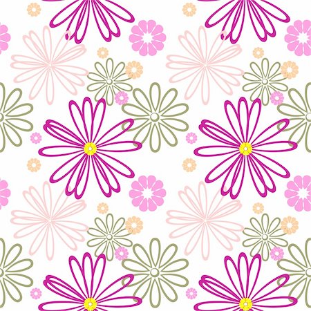 retro repeat floral sample in pink colours Stock Photo - Budget Royalty-Free & Subscription, Code: 400-05161945