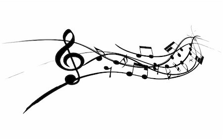 flowing musical notes illustration - Vector musical notes staff background for design use Stock Photo - Budget Royalty-Free & Subscription, Code: 400-05162023