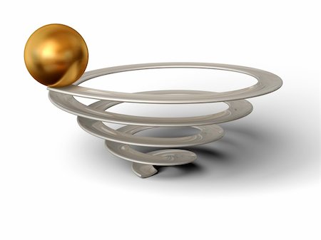 The concept of the winner - an important point of any business. A sphere of gold colour on spiral top. Stockbilder - Microstock & Abonnement, Bildnummer: 400-05162187