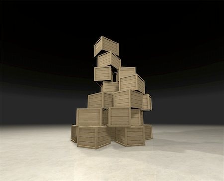 Pyramid of wooden boxes randomly placed on each other - computer generated image Stockbilder - Microstock & Abonnement, Bildnummer: 400-05162214