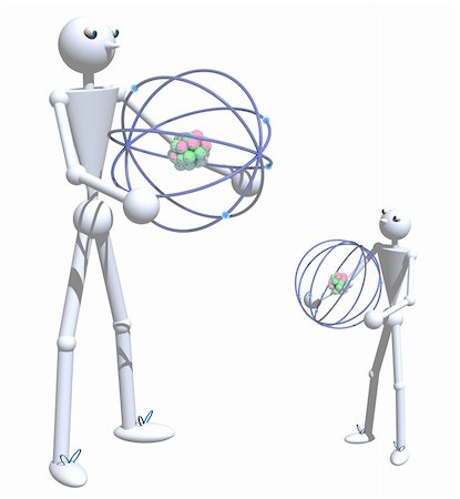 electrón - Man and boy stick figures with atom shapes on isolated white background Foto de stock - Super Valor sin royalties y Suscripción, Código: 400-05162227