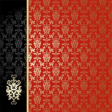 red floral background with black leaves - Background with gold flowers and leaves Stock Photo - Budget Royalty-Free & Subscription, Code: 400-05162315