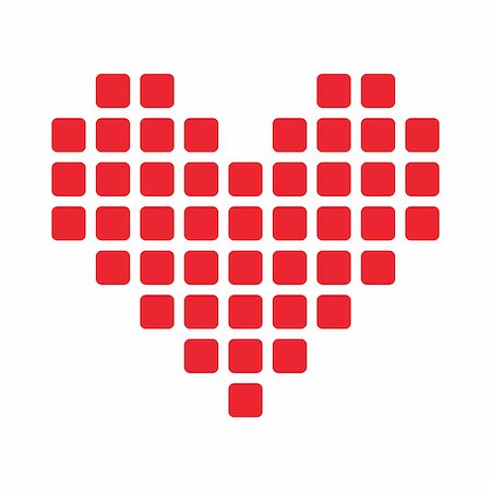 Seamless, simple red pixel heart isolated on a blank background Stock Photo - Budget Royalty-Free & Subscription, Code: 400-05162310