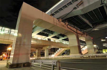 huge highways structure background with night city illumination, Tokyo, Japan Stock Photo - Budget Royalty-Free & Subscription, Code: 400-05162537