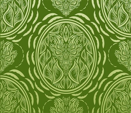 Vector green decorative royal seamless floral ornament Stock Photo - Budget Royalty-Free & Subscription, Code: 400-05162576