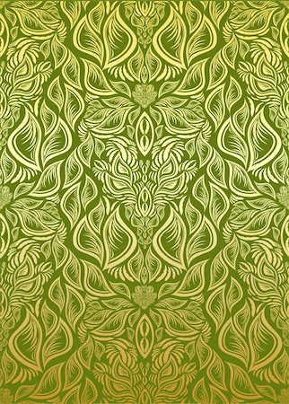 simsearch:400-04686213,k - Vector green and golden decorative royal seamless floral ornament Stock Photo - Budget Royalty-Free & Subscription, Code: 400-05162577