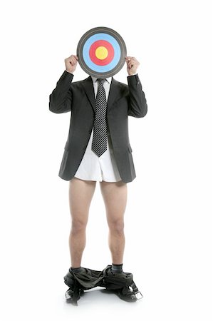 simsearch:400-04631810,k - Businessman scared metaphor feeling like looser with target Stock Photo - Budget Royalty-Free & Subscription, Code: 400-05163048