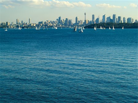 View from the beach with the Sydney skyline in the background Stock Photo - Budget Royalty-Free & Subscription, Code: 400-05163142