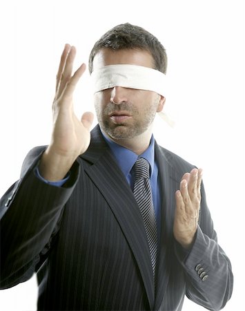 simsearch:400-04631810,k - Blindfolded businessman over white background, defense martial arts Stock Photo - Budget Royalty-Free & Subscription, Code: 400-05163598