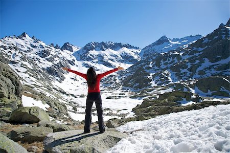 woman at the top of gredos mountains in avila spain Stock Photo - Budget Royalty-Free & Subscription, Code: 400-05163707