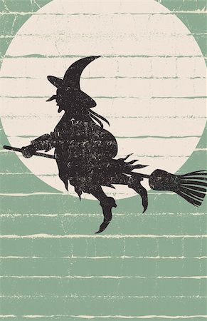 Halloween Flying WItch in front of Full Moon Stock Photo - Budget Royalty-Free & Subscription, Code: 400-05163733