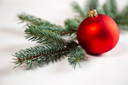 round ornament hanging of a tree - Photography of baubles connected with Christmas time and Christmas tree. Stock Photo - Budget Royalty-Free & Subscription, Code: 400-05163834