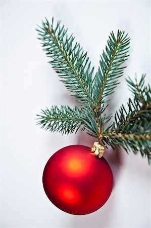 round ornament hanging of a tree - Photography of baubles connected with Christmas time and Christmas tree. Stock Photo - Budget Royalty-Free & Subscription, Code: 400-05163847
