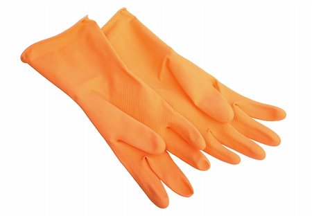 rubber hand gloves - Two orange rubber gloves. Close-up. Isolated on white background. Stock Photo - Budget Royalty-Free & Subscription, Code: 400-05163850