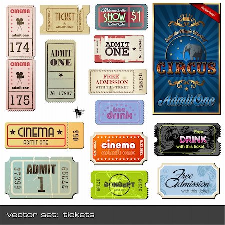 vector set: tickets in different styles Fotografie stock - Microstock e Abbonamento, Codice: 400-05163915
