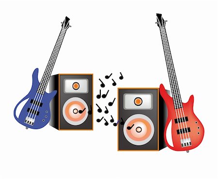 simsearch:400-04726815,k - nice vector illustration of a guitar and speaker isolated on white background Stock Photo - Budget Royalty-Free & Subscription, Code: 400-05174049