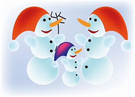 simsearch:400-04157187,k - nice vector illustration of a snowmen Stockbilder - Microstock & Abonnement, Bildnummer: 400-05174062
