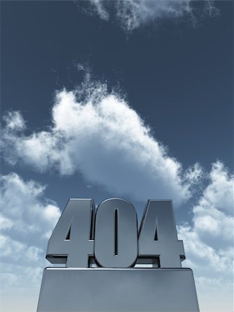 the number 404 under cloudy blue sky - 3d illustration Foto de stock - Super Valor sin royalties y Suscripción, Código: 400-05174085