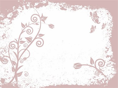 simsearch:400-04079769,k - vector illustration of flowers and butterflies on a grunge background Stock Photo - Budget Royalty-Free & Subscription, Code: 400-05174453