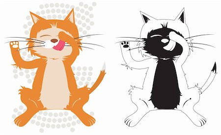 simsearch:400-04736441,k - Kitty cat. 1. Color version with halftone 2. Black & white version Photographie de stock - Aubaine LD & Abonnement, Code: 400-05174497