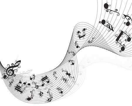 flowing musical notes illustration - Vector musical notes staff background for design use Stock Photo - Budget Royalty-Free & Subscription, Code: 400-05175435