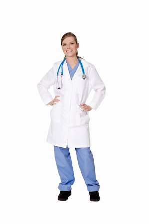 simsearch:400-05172792,k - Beautiful Caucasian doctor or nurse on a white background Foto de stock - Royalty-Free Super Valor e Assinatura, Número: 400-05175470