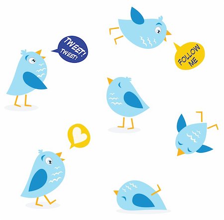 Collection of Twitter bird icons. Vector Illustration. Stock Photo - Budget Royalty-Free & Subscription, Code: 400-05175561