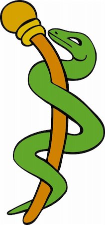 Caduceus Medical symbol - stylized with just one snake. Stockbilder - Microstock & Abonnement, Bildnummer: 400-05175631