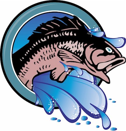 sea fish circle picture - Vector illustration of salmon breaking out of circle Stock Photo - Budget Royalty-Free & Subscription, Code: 400-05175722