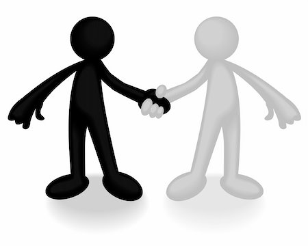 racism - Abstract vector illustration of two plastic men shaking hands Stock Photo - Budget Royalty-Free & Subscription, Code: 400-05176023