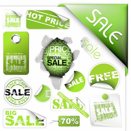 simsearch:400-04764007,k - Set of green sale tickets, labels, stamps, stickers, corners, tags Foto de stock - Super Valor sin royalties y Suscripción, Código: 400-05176054